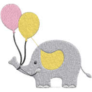 Matriz de Bordado Elefante com Balões 2